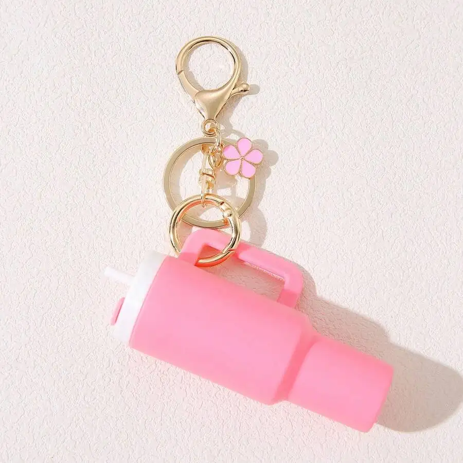 Cup Mini Tumbler Keychain Accessories Cute Cup Keychain With Flower Purse Handbag Backpack For Women School Car Accessories Goth Y2k Gifts For Mother, Father, Graduation, And Teacher