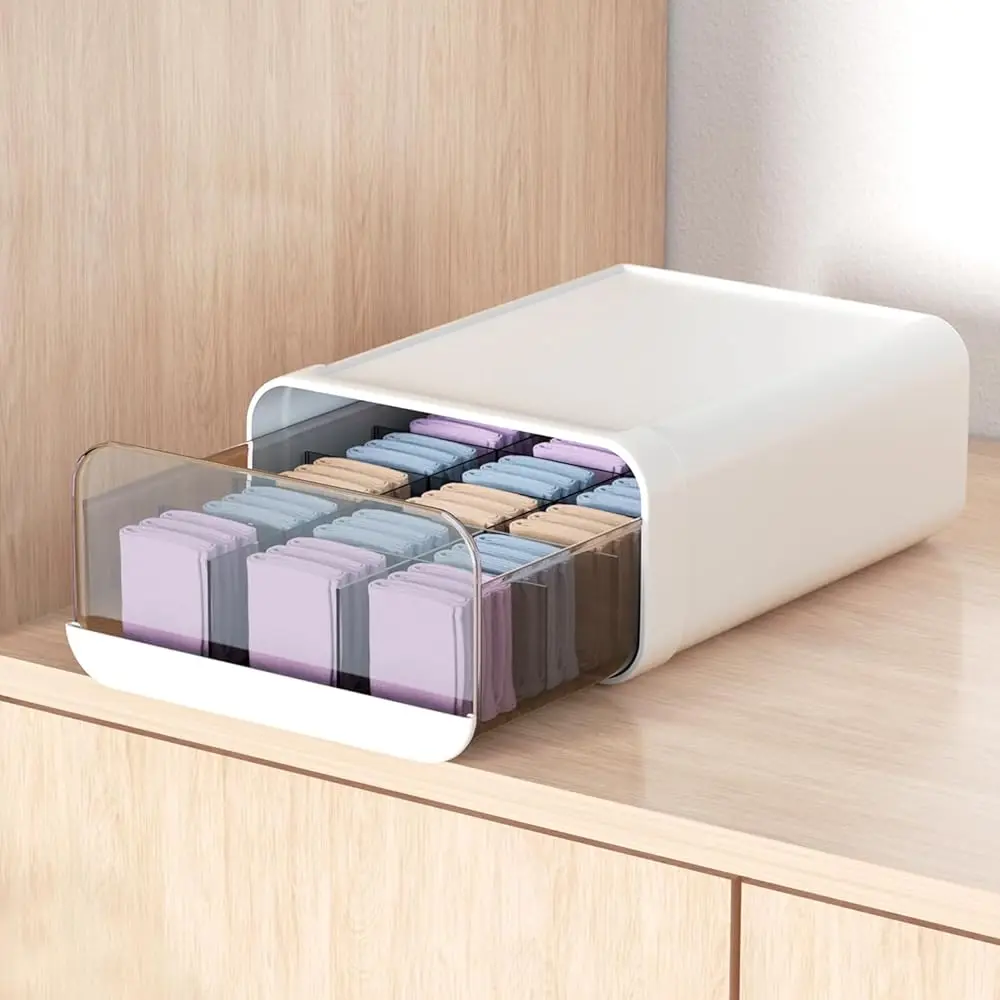 

Органайзер для нижнего белья в ящик, пластиковый ящик для хранения носков и белья на 15 отделений, штабелируемый органайзер для шкафа и коробка для хранения