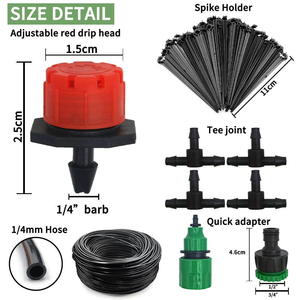 Micro Druppelirrigatiesysteem Draagbare 20M Automatische Bewatering Met Verstelbare Druppeltjes Vernevelingsbewatering Kits Tuinslang