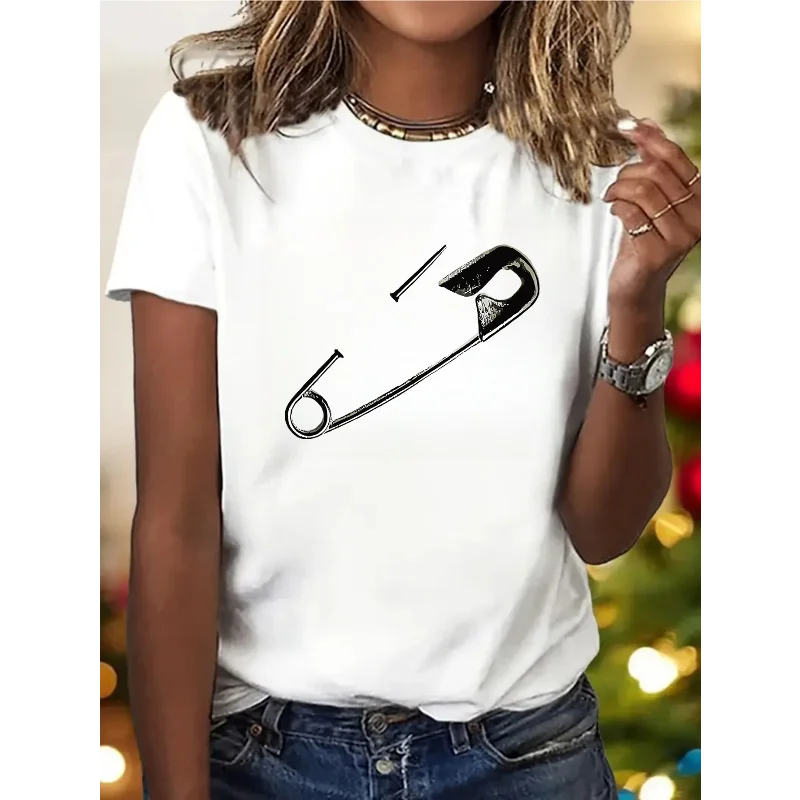 Women's Y2K Printed Round Neck Short Sleeved Shirt Casual Fashionable Breathable Women's Trendy Harajuku Top T-shirt Personality