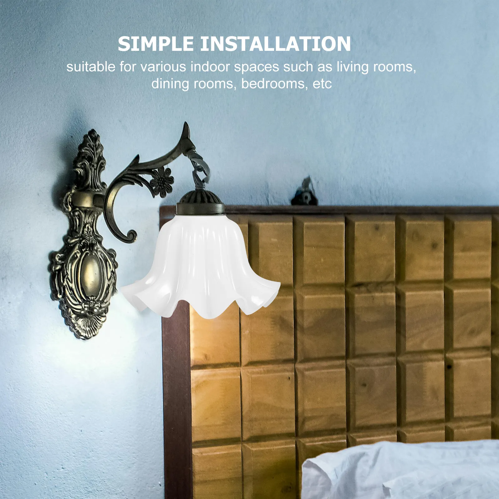 White Blossom-Shaped Plastic Lamp Shade for Ceiling Fan, Wall Sconce & Floor Lamp – Elegant Floral Decor