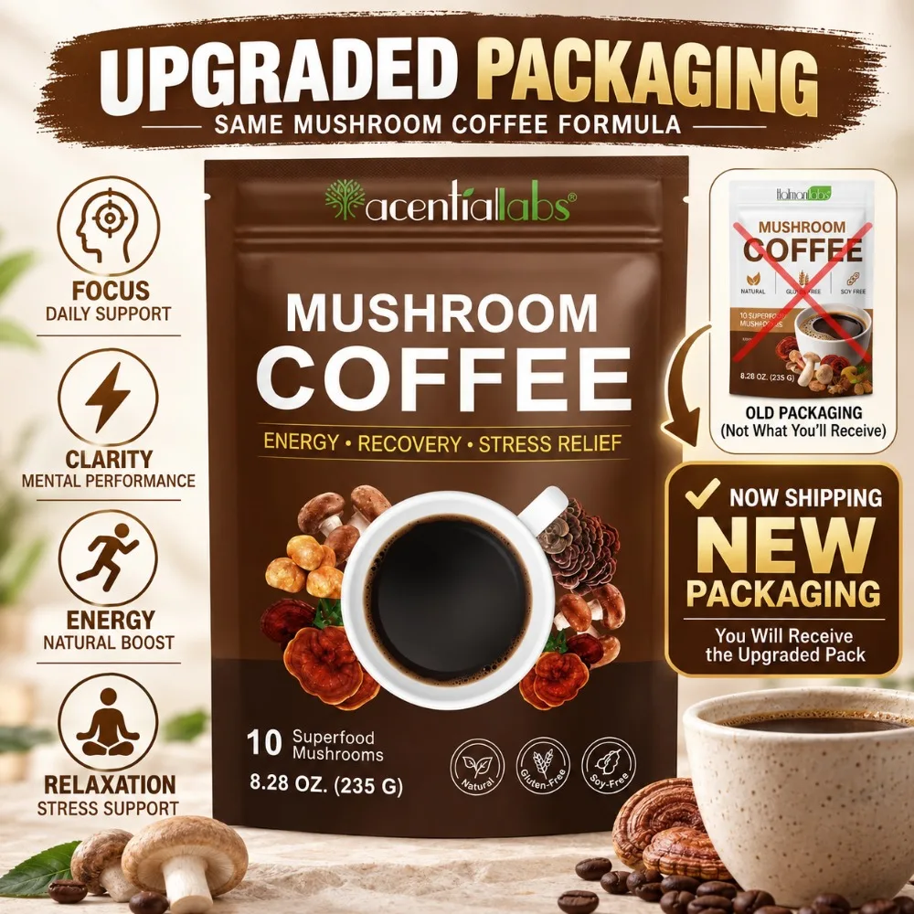 Mushroom Coffee Lions Mane Reishi Cordyceps 10 Superfood Mushrooms Focus Clarity Energy Relaxation Natural Gluten Free 235g