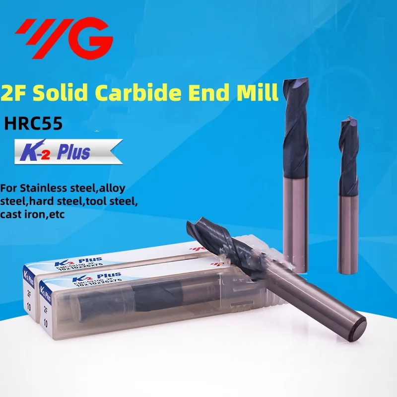 1pcs YG HRC55 2 Flute Tungsten Steel Flat End Bottom Integral Alloy  Steel Stainless  End Mills 1  2 2.5 3 3.5 4 5 6 7 8 10 12