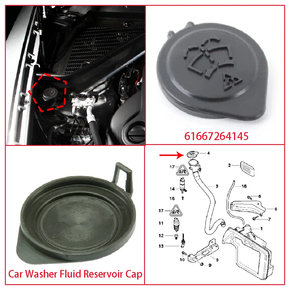 61667264145 Car Windshield Wiper Washer Fluid Reservoir Cap For BMW E53 E70 E71 E83 E84 F15 F16 F25 F26 F85 F86 SUV X6 X5 X4 X3