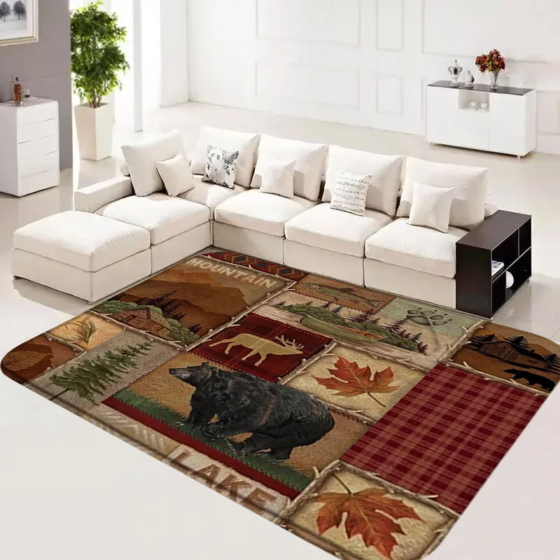 Bear Moose Wildlife Carpet for Living Room Decor Sofa Table Large Area Rugs Kitchen Hallway Balcony Rug Bedroom Entrance DoorMat