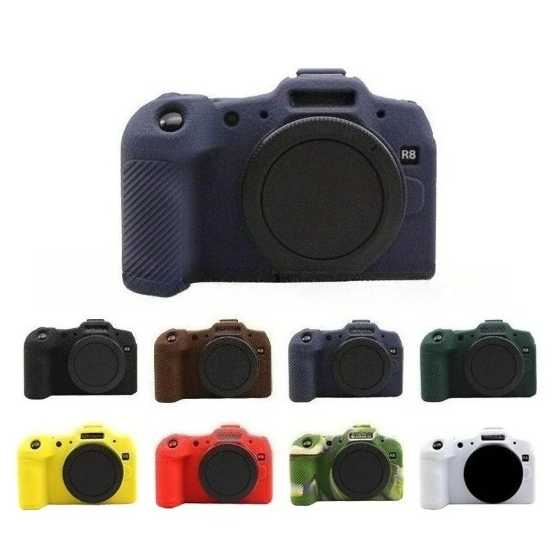 DSLR حامي الكاميرا غطاء من السيليكون الملحقات حقيبة الكاميرا، لكانون R8 حقيبة مطاطية ناعمة غطاء الجسم + فيلم مقسى مجاني
