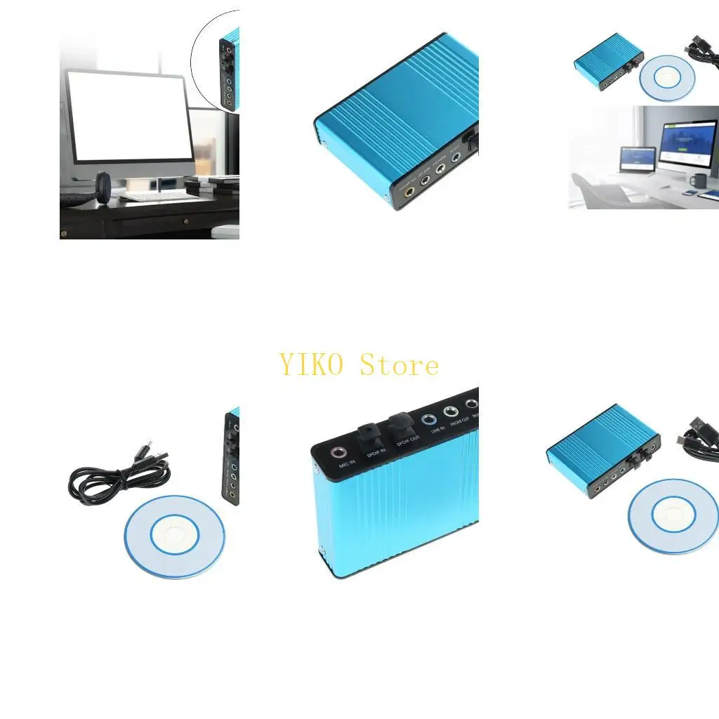 K32C External 5.1/7.1 USB 3D Surround Sound Card Box for w/ SPDIF Mic Input for