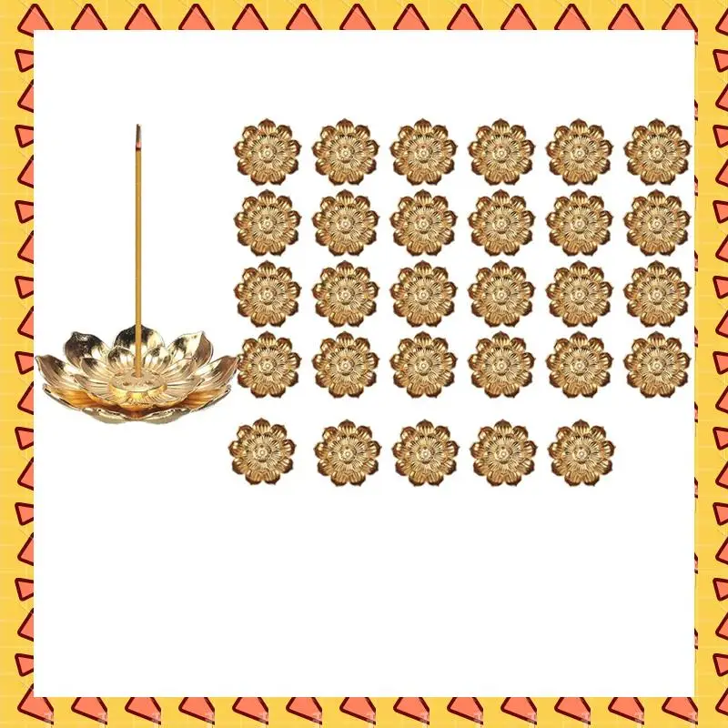 A008 30 Pieces Incense Holder, Gold Lotus Incense Sticks Holder, Zinc Alloy Incense Holder Anti Ash Spilling For Stick/Coil