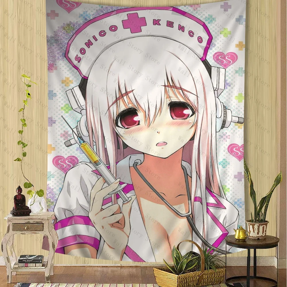 سوبر سونيكو الهبي الجدار الشنق المفروشات لغرفة المعيشة نسيج المنزل النوم ديكور Kawaii غرفة ديكور نسيج غرفة نوم نسيج #2