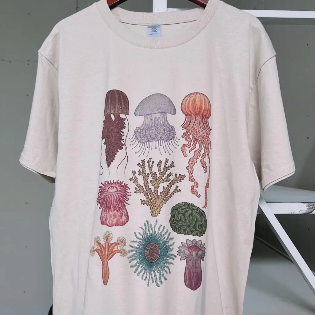 2023 JellyFish Seafood T-Shirt Women Vintage Grunge Aesthetic New Fashion, Women's T-Shirt, Comfortable