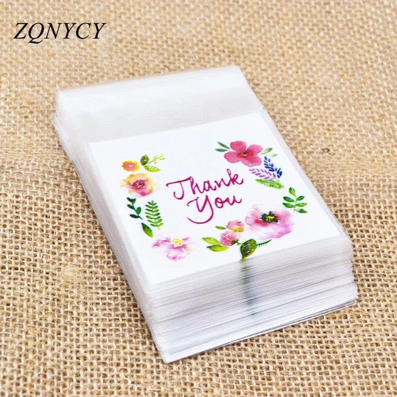 100pcs Plastic Self-Adhesive Cookie & Candy Bags for Wedding/Birthday Party Gift, Biscuit Baking Packaging