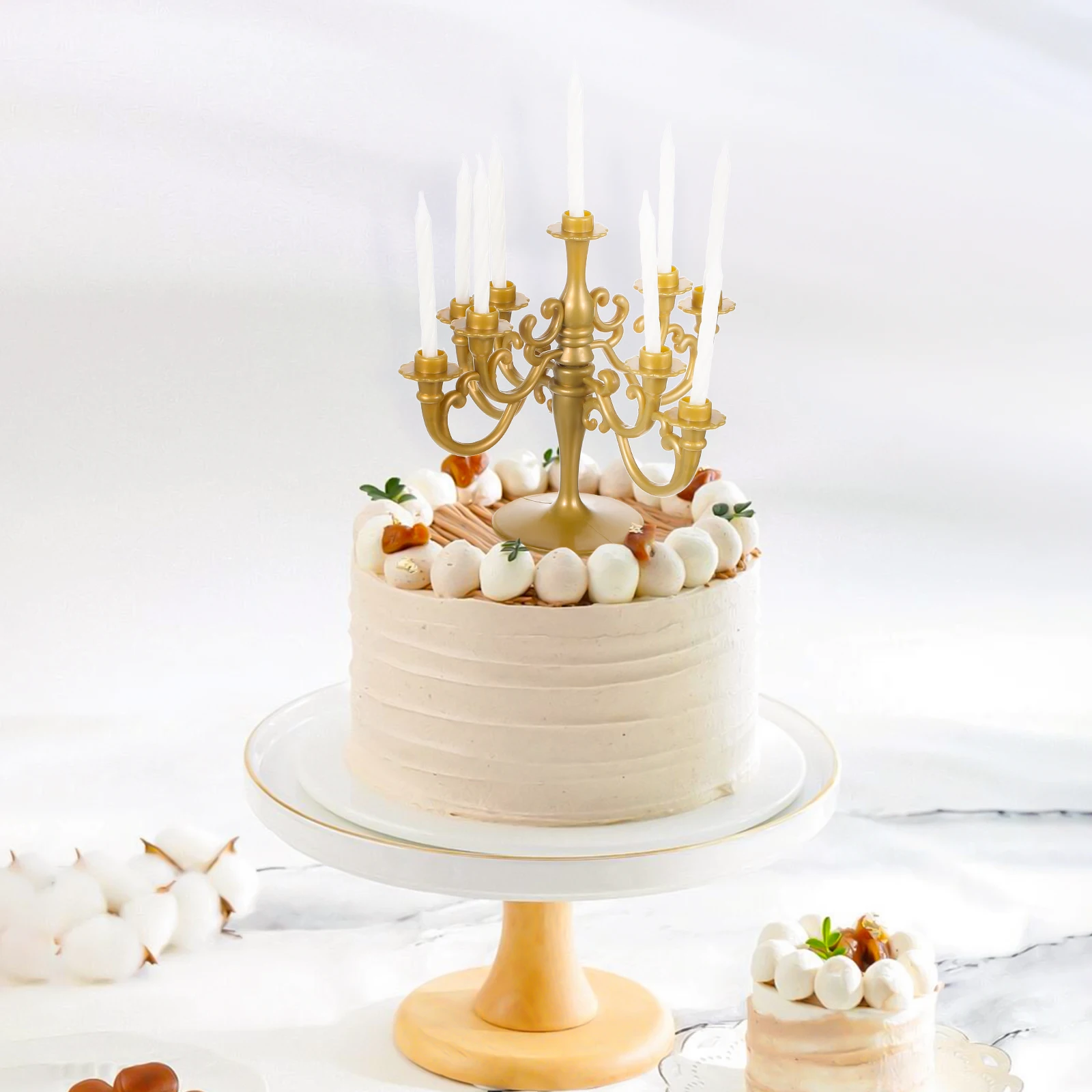 

2 Pcs Candlestick Ornament Birthday Cake Toppers Decor Wedding Decoration Party Supplies Candelabra Decorate