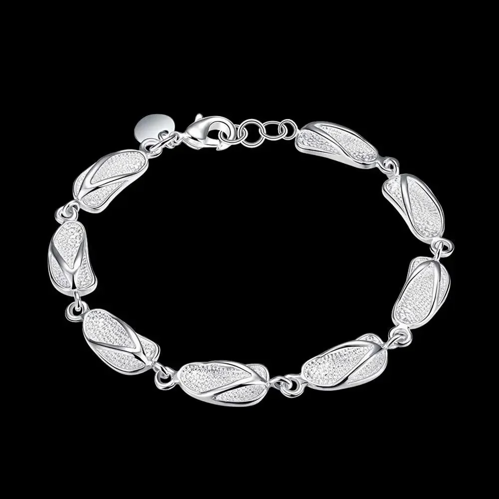 

Special Offer Hot 925 Sterling Silver Cute Slippers Bracelets For Women Charm Wedding Party Christmas Gifts Fashion Jewelry