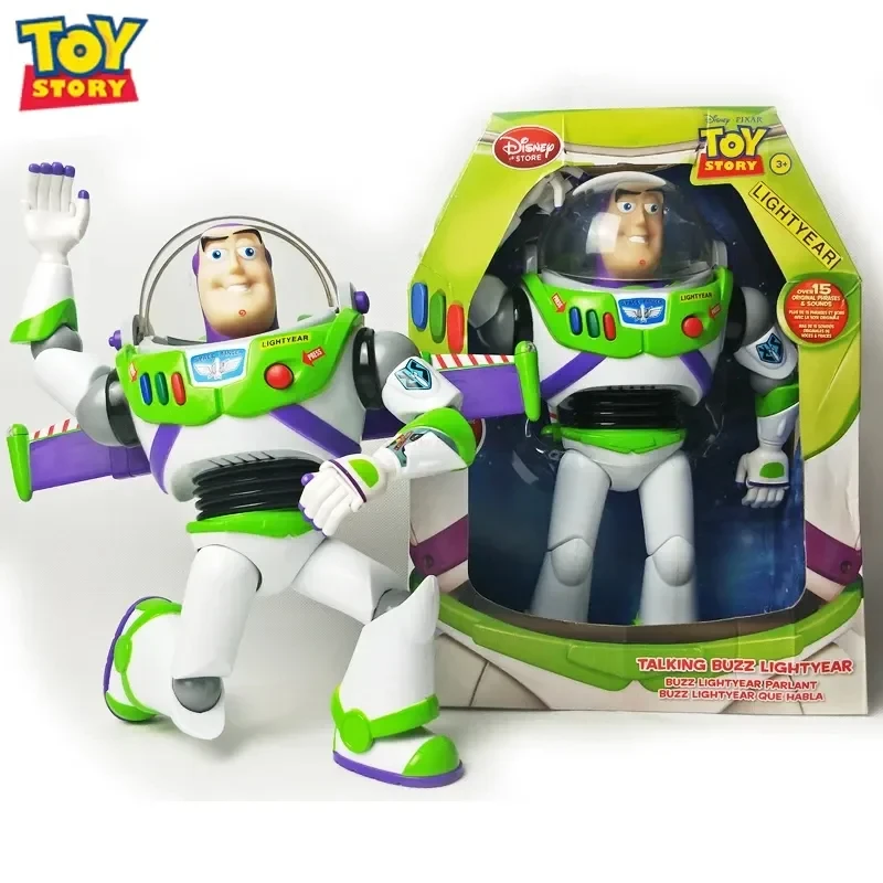 Disney Movie Toy Story In Stock Detective Toy Buzz Lightyear Action Figures Glowing Toy model Dolls Handmade Model Gift for kids