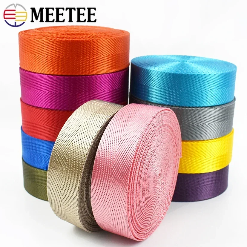 5M Nylon Webbing 1mm Thick Herringbone Pattern Knapsack Strapping Ribbon for Bag Strap DIY Seat Belt Sewing Accessories 20-50mm