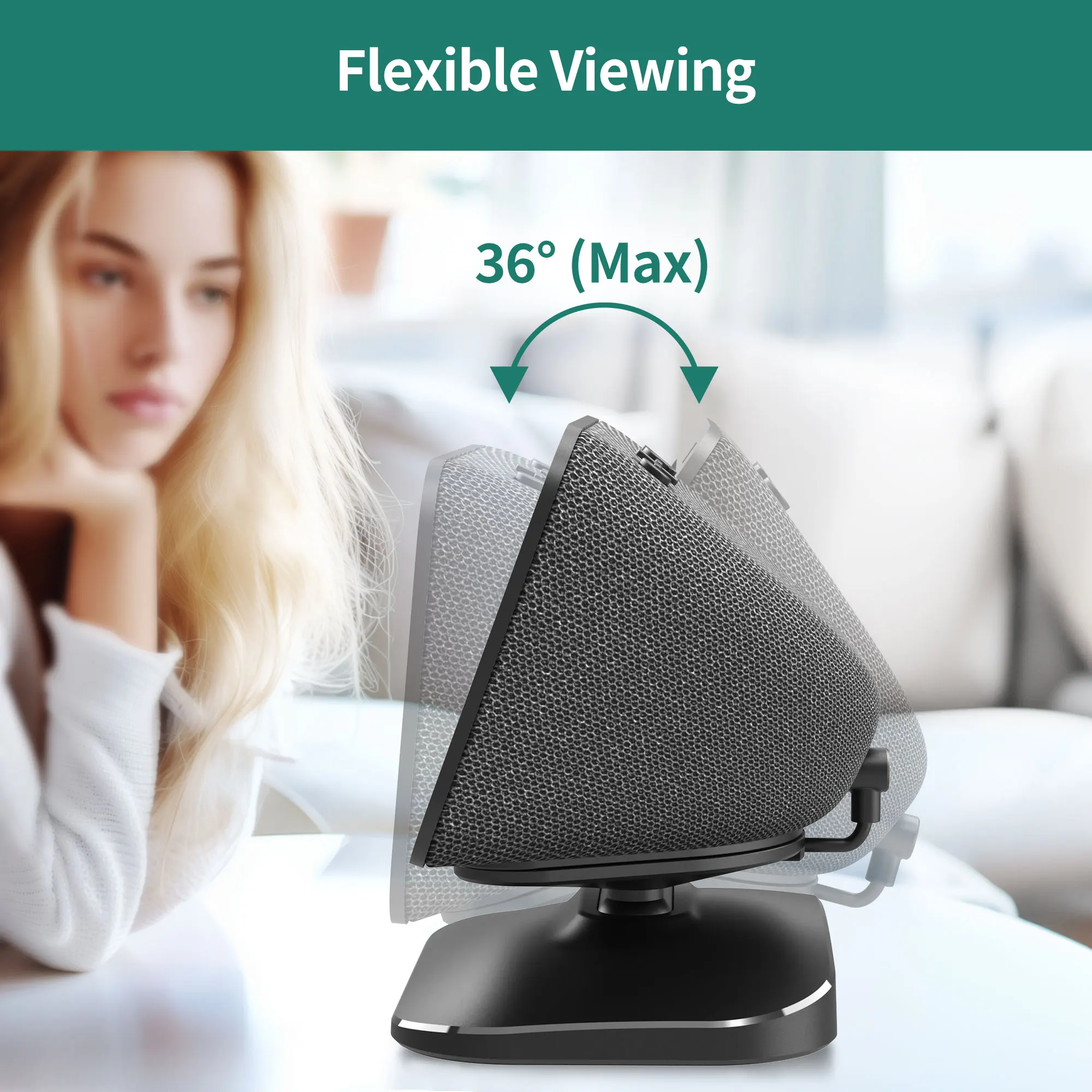 حامل LINGYOU لـ Echo Show 5 3rd Gen - حامل طاولة قابل للتعديل مع منفذي شحن (USB-C/A) للهواتف المحمولة وسماعات الأذن