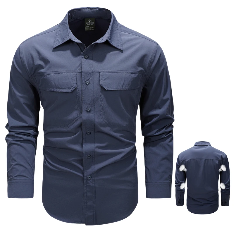 

Мужские тактические рубашки для весны и осени, с длинным рукавом, для активного отдыха, дышащие, быстросохнущие, для кемпинга и походов, в стиле карго.