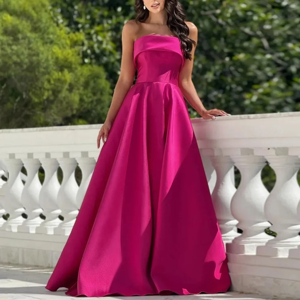 

ROYET Elegant Simple Strapless A Line Formal Evening Dress Long Ball Pleat Prom Gown For Woman New Customized 2025