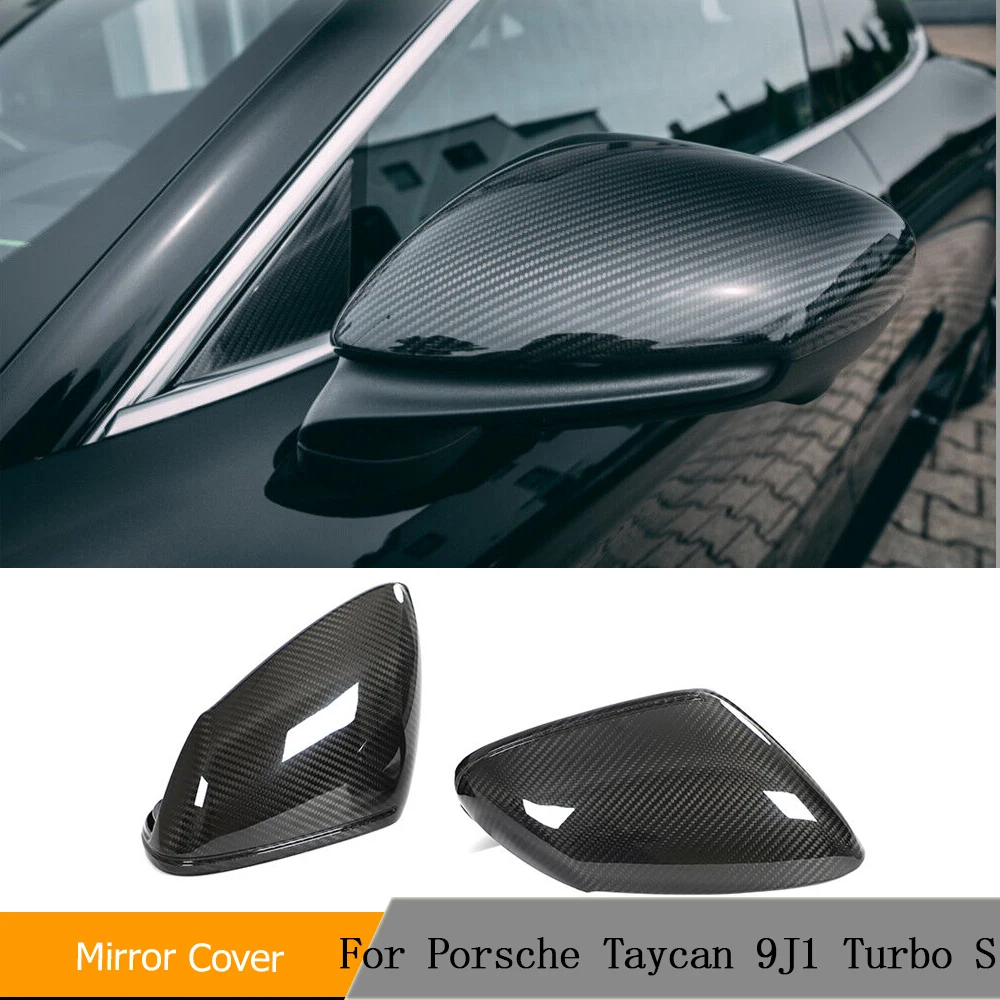 

Dry Carbon Car Rear View Mirror Covers Caps For Porsche Taycan Turbo S 2019 2020 Replacement Style Side Rearview Mirror Covers