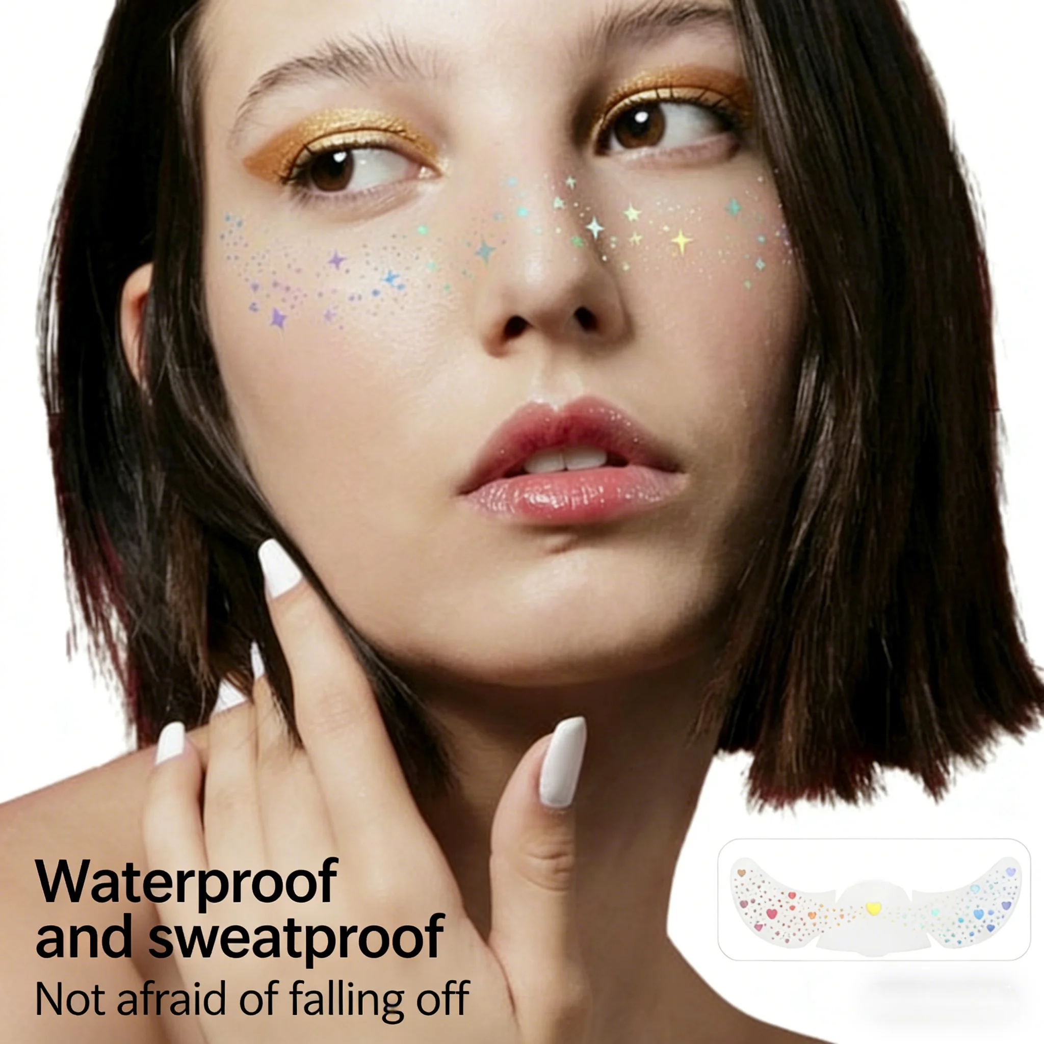 

6pcs Glitter Freckles Holographic Stickers Heart Freckle Tattoos Glitter Stickers Waterproof Temp Tattoos