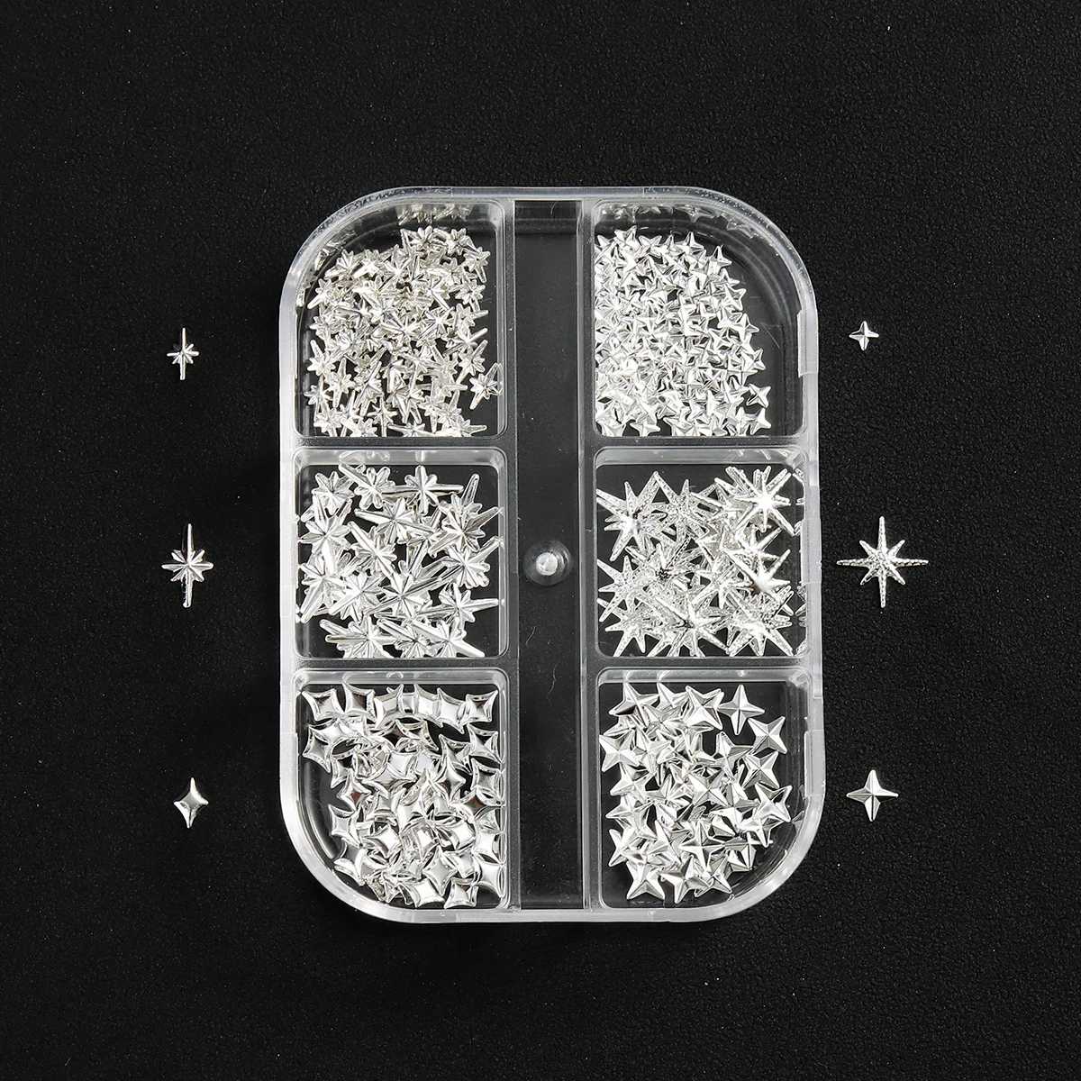 6/12Grids Gold Stern Mond Metallic Nieten 3D Nagel Charms Legierung Sonne Mond Sternenlicht Strass Nagel Studs für Nail art Dekoration