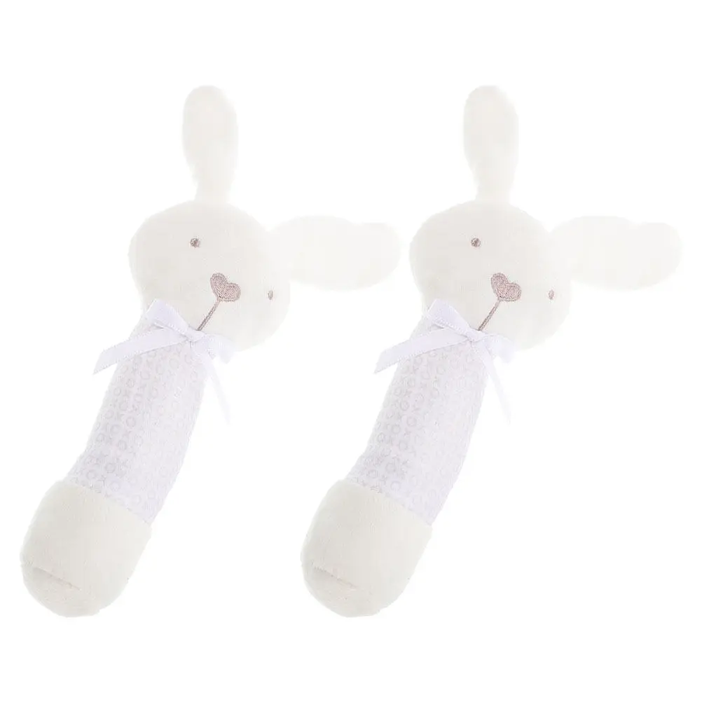 2Pcs Baby Hand Rattle Plaything Cartoon Animal Design Gentle Sound When Shaken Easy Grip Soothing Sleep Aid Infant Rattle