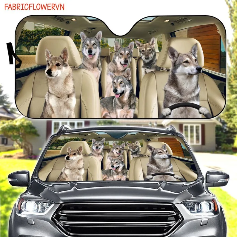 Saarloos Wolfdog Car Sunshade, Dog Car Decoration, Dog Windshield, Dog Lovers Gift, Dog Car Sunshade, Gift For Mom, Gift For Dad