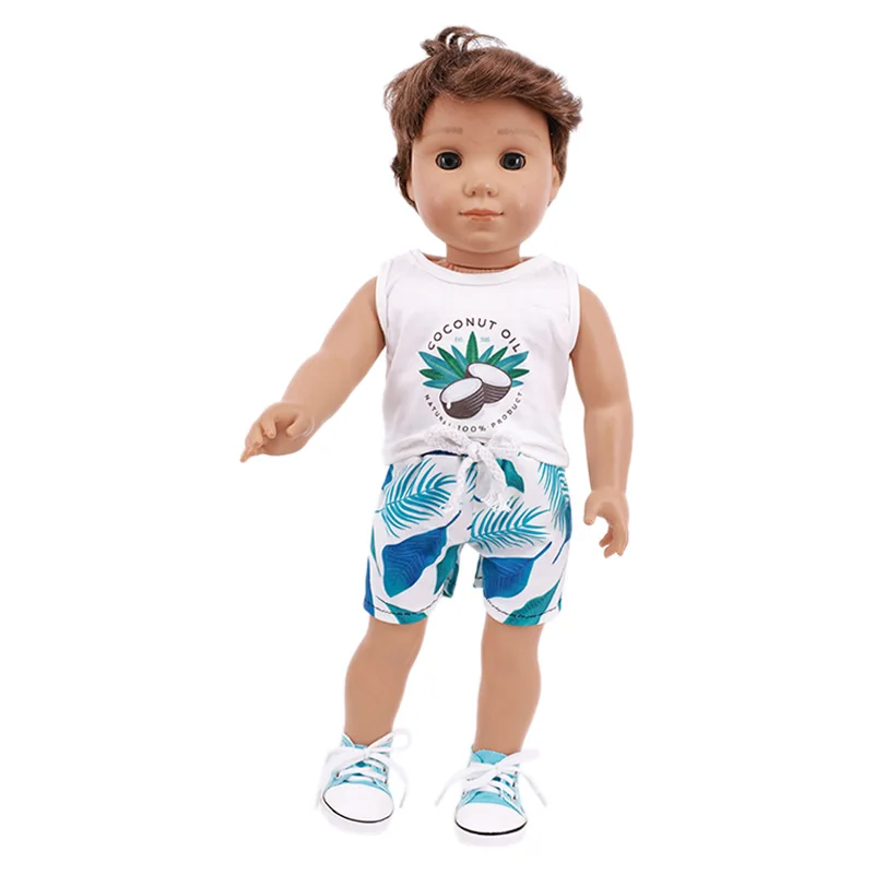 18''boy Poppen Kleding Mode Dagelijks Casual Wear Denim Pak, hoodie Zomer Strand Pak Voor Logan Pop 43Cm Reborn Baby Pop Kleding