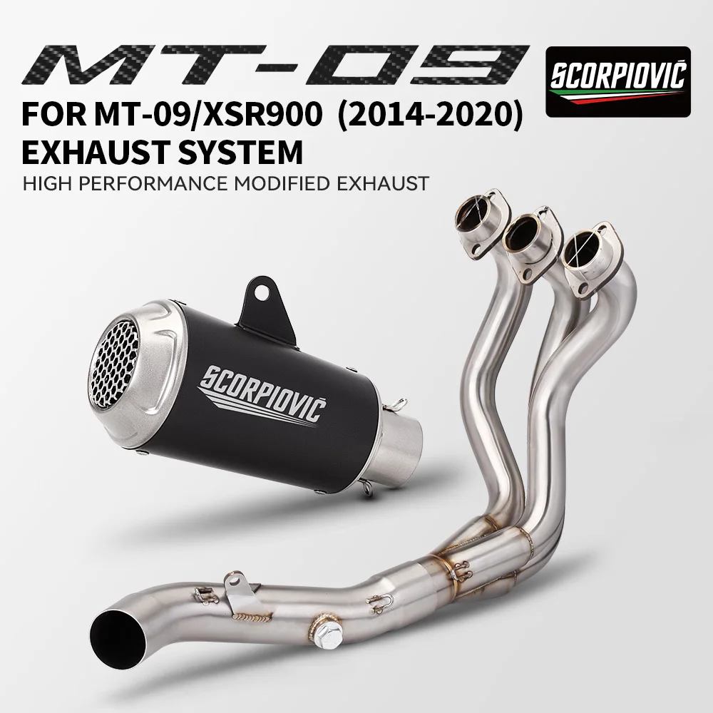 

Suitable for MT09 XSR900 FZ900 MT-09 (2014-2020 model year) stainless steel motorcycle exhaust front system set 51mm muffler