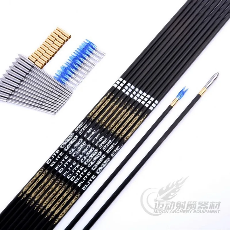 Pandarus ELITE CA320 ID3.2mm Carbon Aluminum Arrows with Arrowheads Tails Arrows Fusiform Shafts For Archery Hunting Shooting