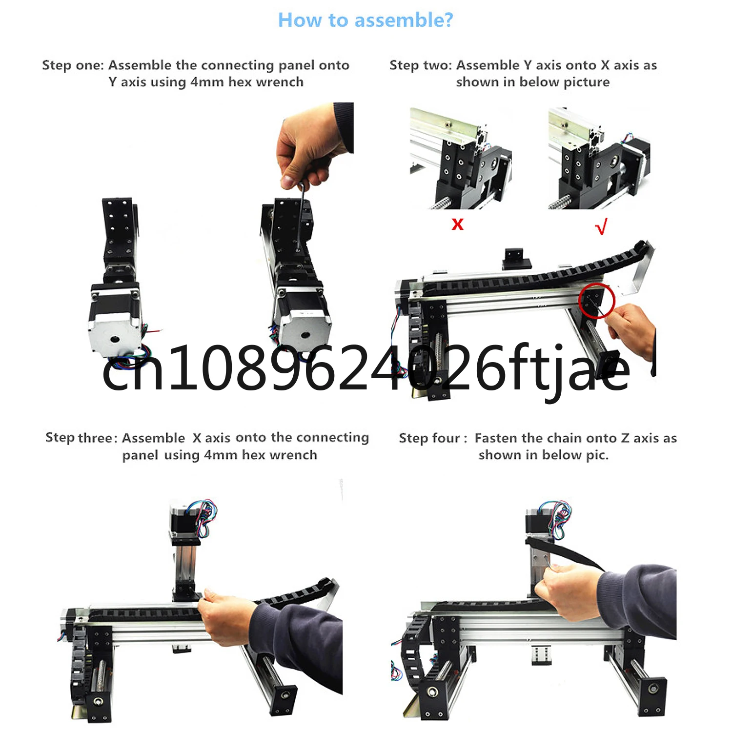 

50-1000mm Stroke Nema23 Stepper Motorized Drive Gantry Type Xyz Linear Stage 3 Axis Table
