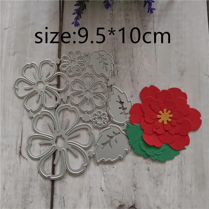 

Red Flower And Leave Metal Cut Dies Stencils for Scrapbooking Stamp/photo album Decorative Embossing DIY Paper Cards