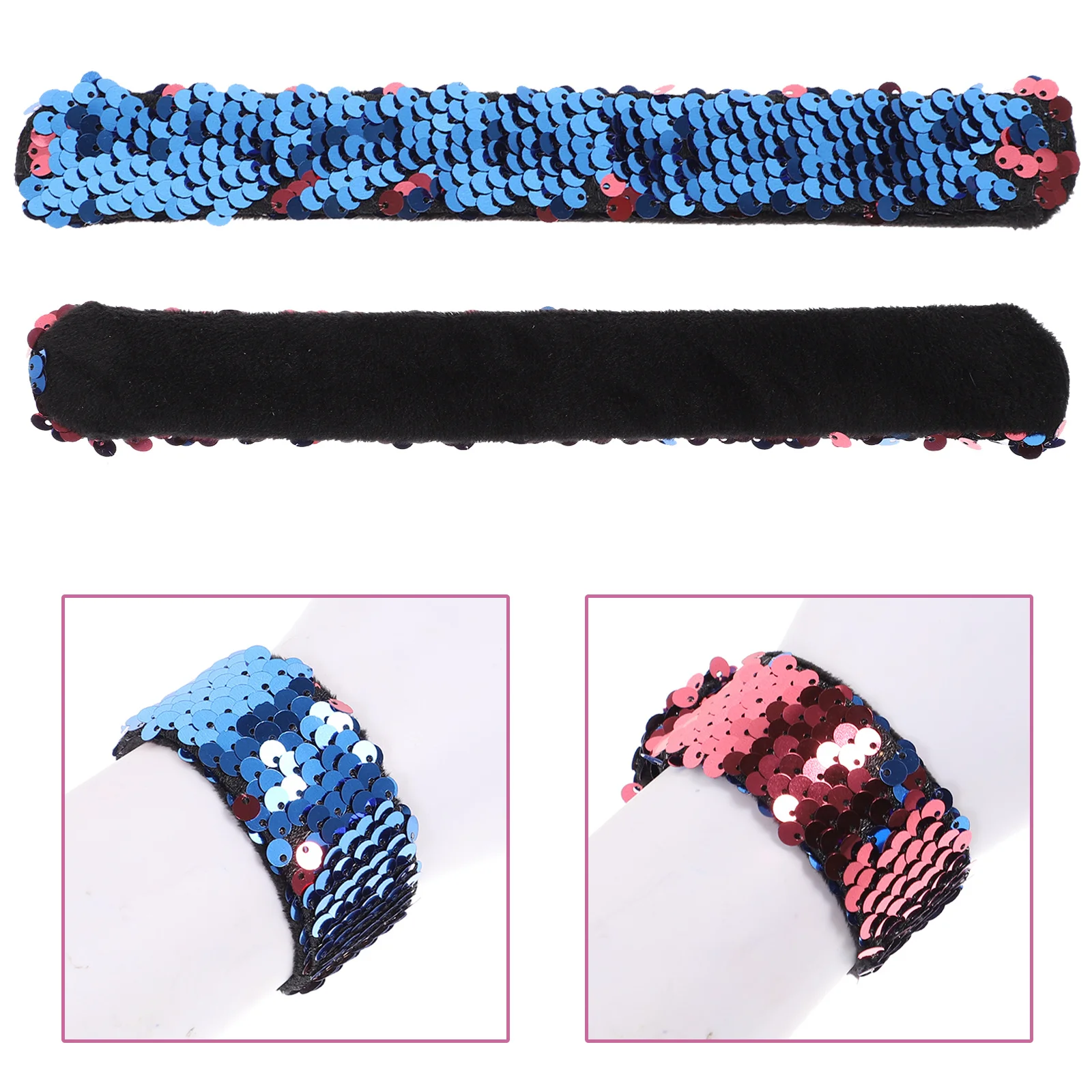 

Reversible Sequin Bracelets Adjustable Slap Wristband For Girls Women Kids Color Changing Glitter Strap Party Favors