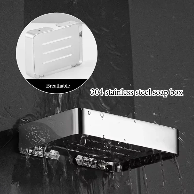 

Stainless steel soap rack, non-perforated bathroom wall soap dish