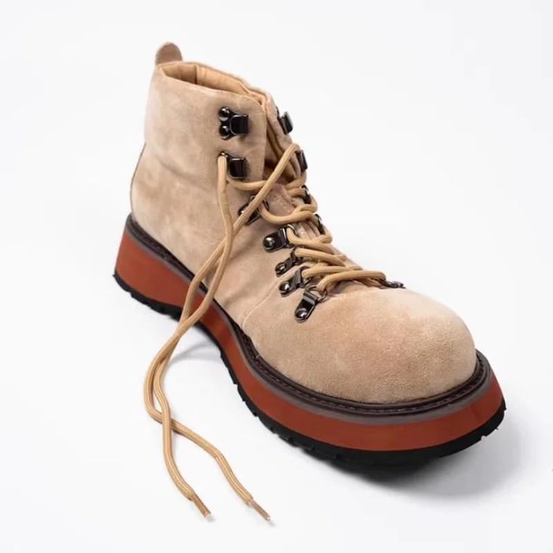 Japanese Thick Sole Genuine Leather Outdoor Ankle Boots Men Autumn Work Boots High Top Shoes Vintage Desert Boots - view 5