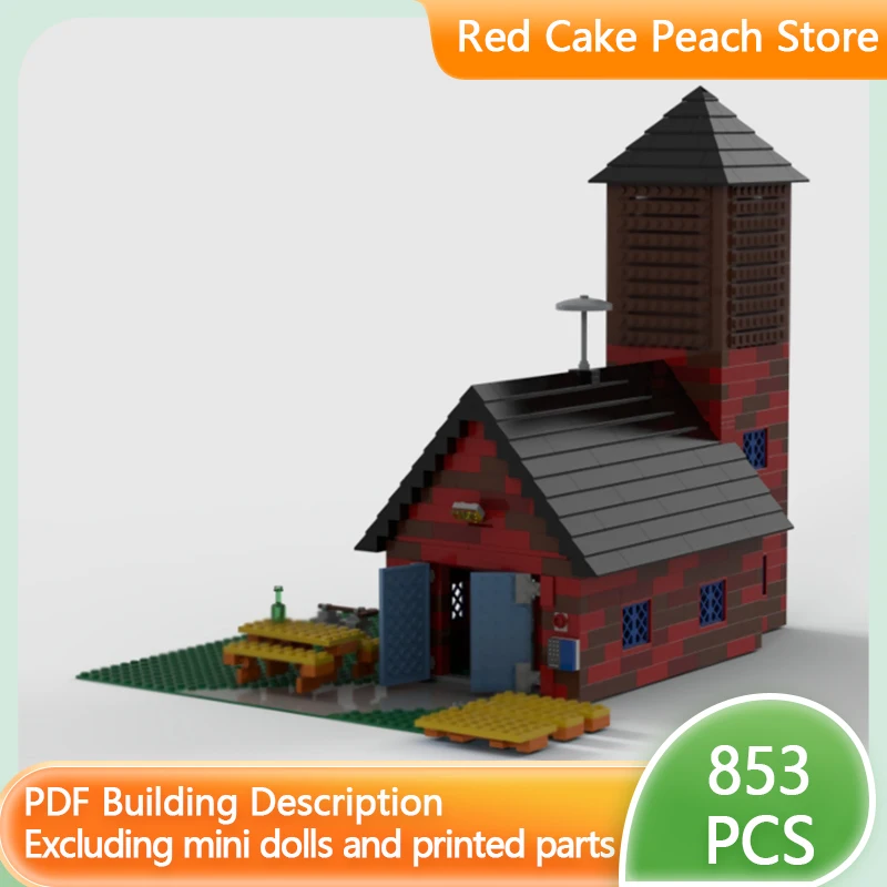 

Модель City Street View MOC, строительные кирпичи, старый огненный дом, станция, модульная технология, детские праздничные подарки, сборные игрушки, костюм