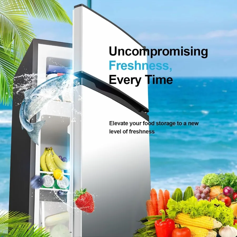 ثلاجة بباب مزدوج 4.4 قدم مكعب مع ثلاجة صغيرة بفريزر لغرفة النوم والمكتب والشقق ثلاجات صغيرة الحجم مع #3