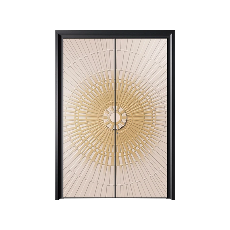 

Customized cream wind villa door entry door anti-theft child and mother door fine carving cast aluminum customization