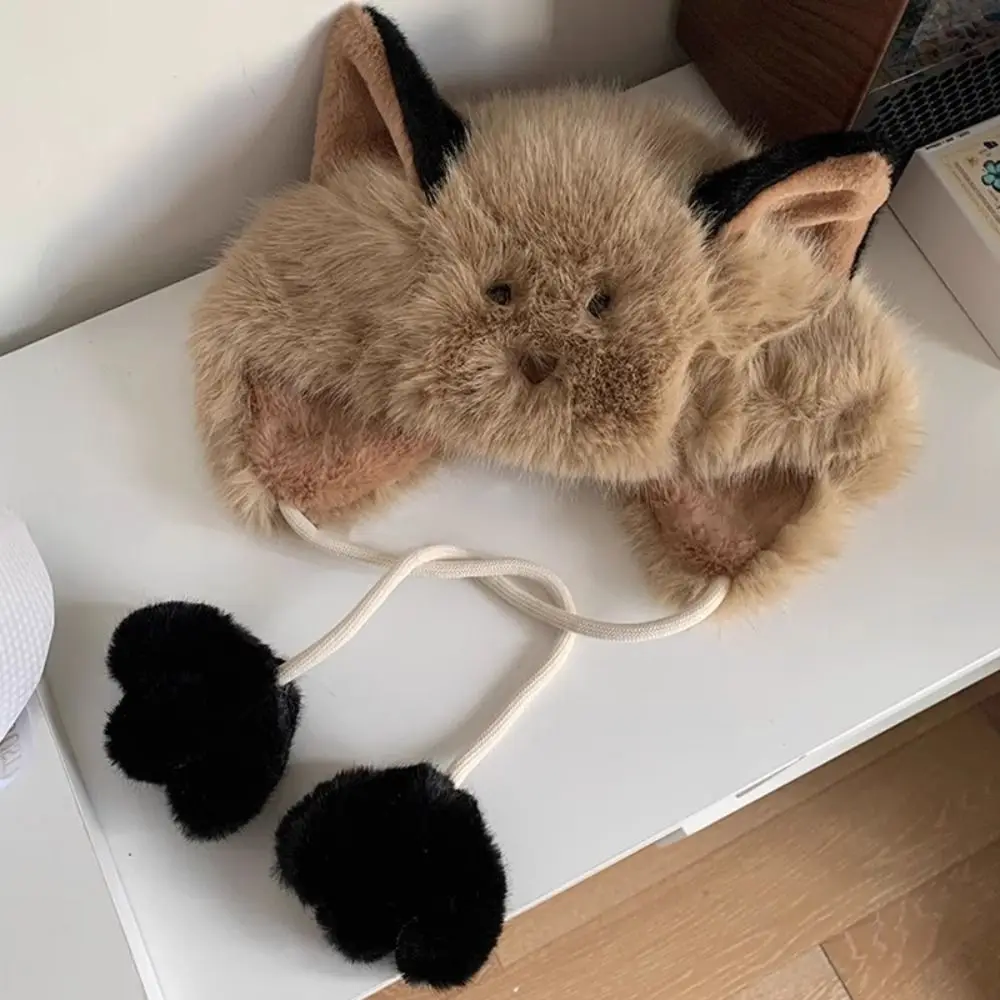 

Fashion Korean Cute Ear Hat Plush Casual Pompom Beanie Cap Warm Ear Protection Women Fluffy Hat Female
