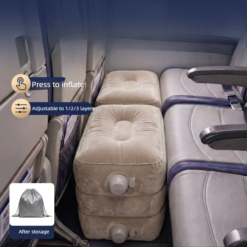 Long‑haul Flight Inflatable Footrest Portable Inflight Stool Travel Essential Inflatable Seatings Road Trips Comfort Accessory