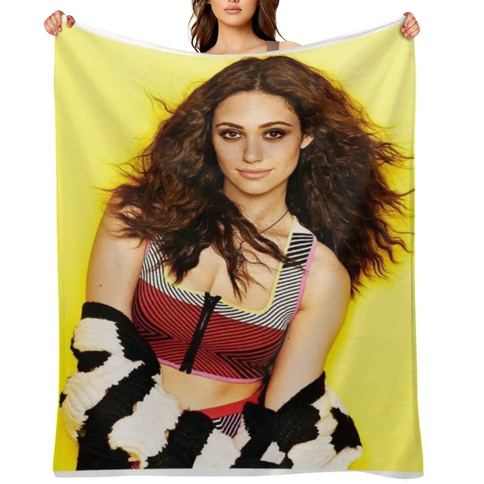 

Emmy Rossum #1 Throw Blanket Thermal Retros Cute Plaid Hairy Blankets