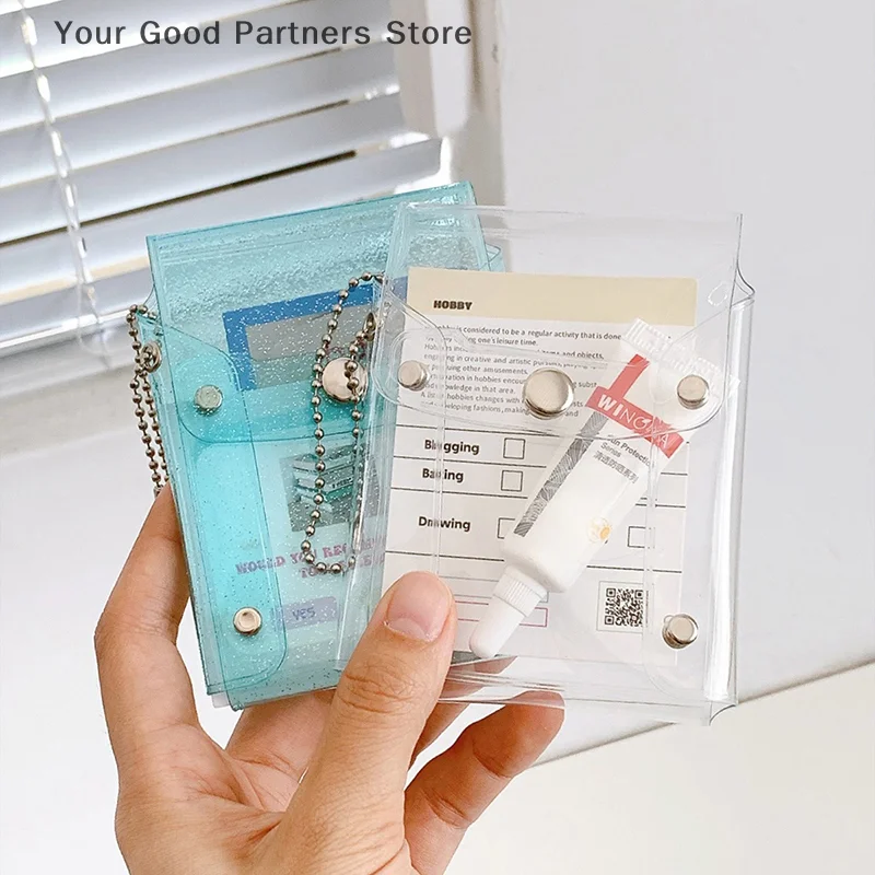 Étui porte-cartes à feuilles mobiles, sac de rangement Transparent en PVC, sac intérieur pour carnet de notes, pochette de couverture pour cartes, sac de rangement pour pièces de monnaie et rouge à lèvres