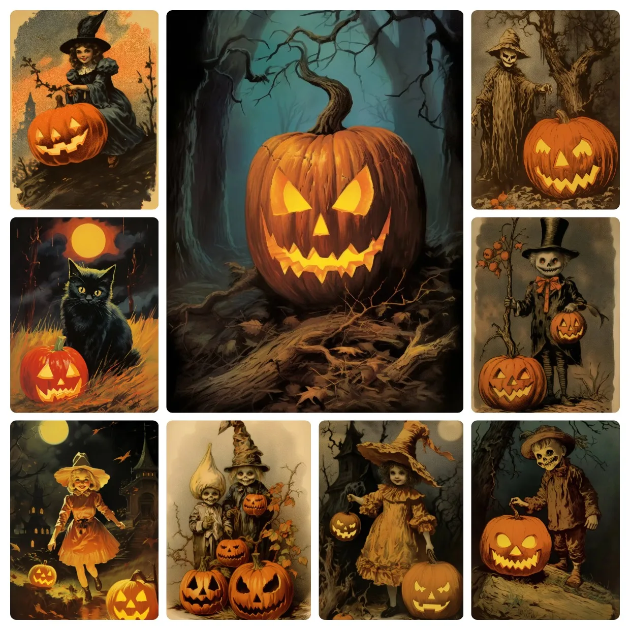 Retro Cartoon Abstract Scary Pumpkin Halloween Jigsaw Puzzles 500/1000/1200/2000PCS Handmade Art Exquisite Home Decor Gift