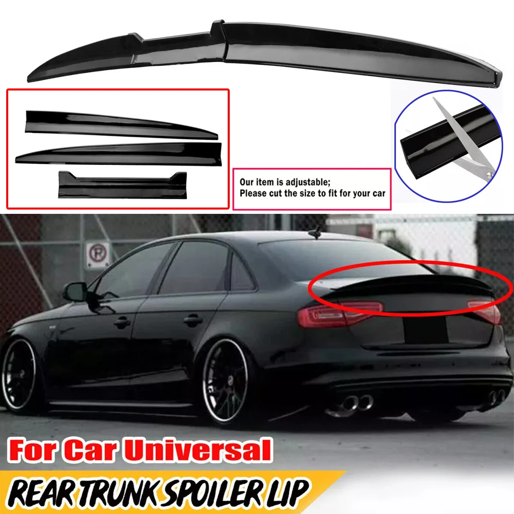 Glossy Black Rear Top Roof Trunk Spoiler Lip DIY Adjustable Tail Wing For Car Sedan Universal Rubber Tail Trunk Wing 