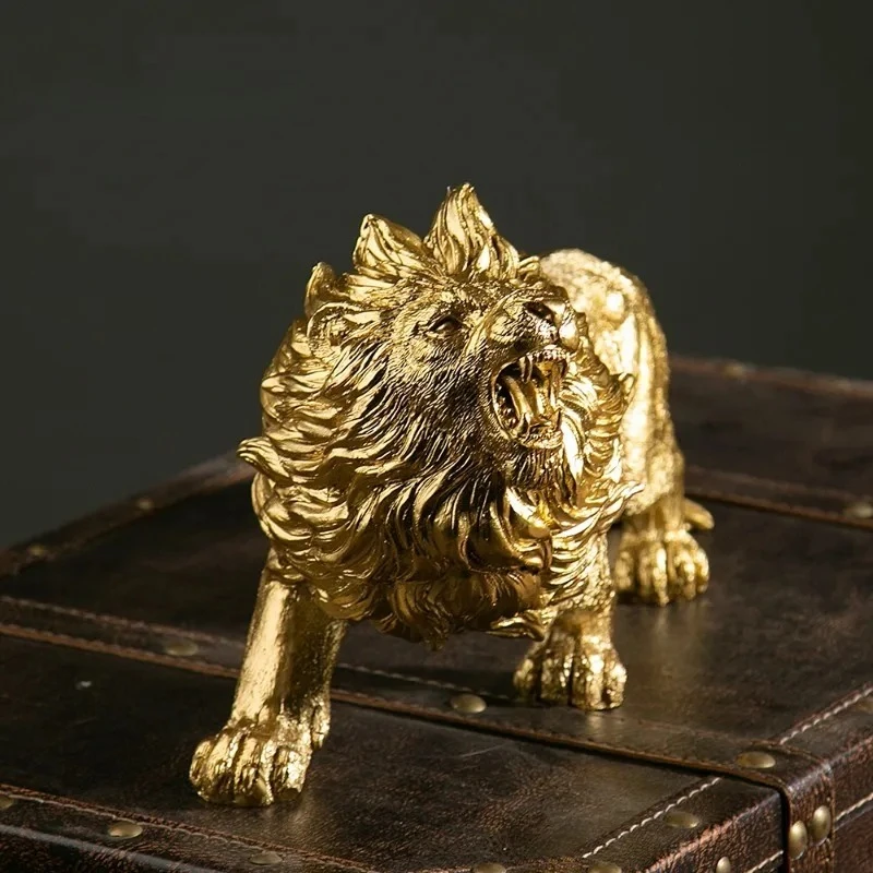 New Chinese Lion Crafts Mighty Lion Resin Ornament Home and Living Room Decorations Animal Desktop Ornament Birthday Gift