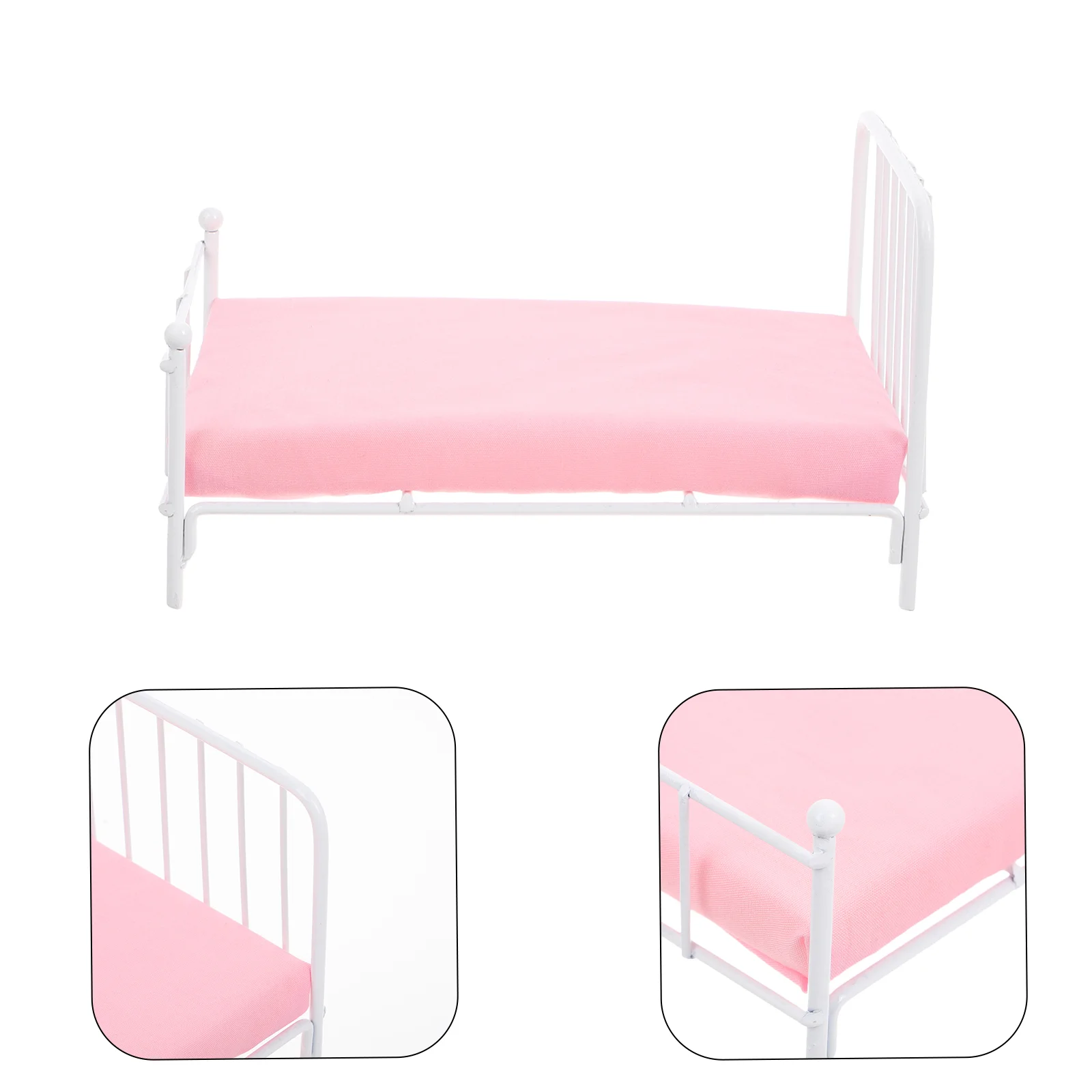 Poppenhuis Minibed Model Stapelbed Slaapkamermeubilair Woondecoratie voor poppen Kleine witte bedden