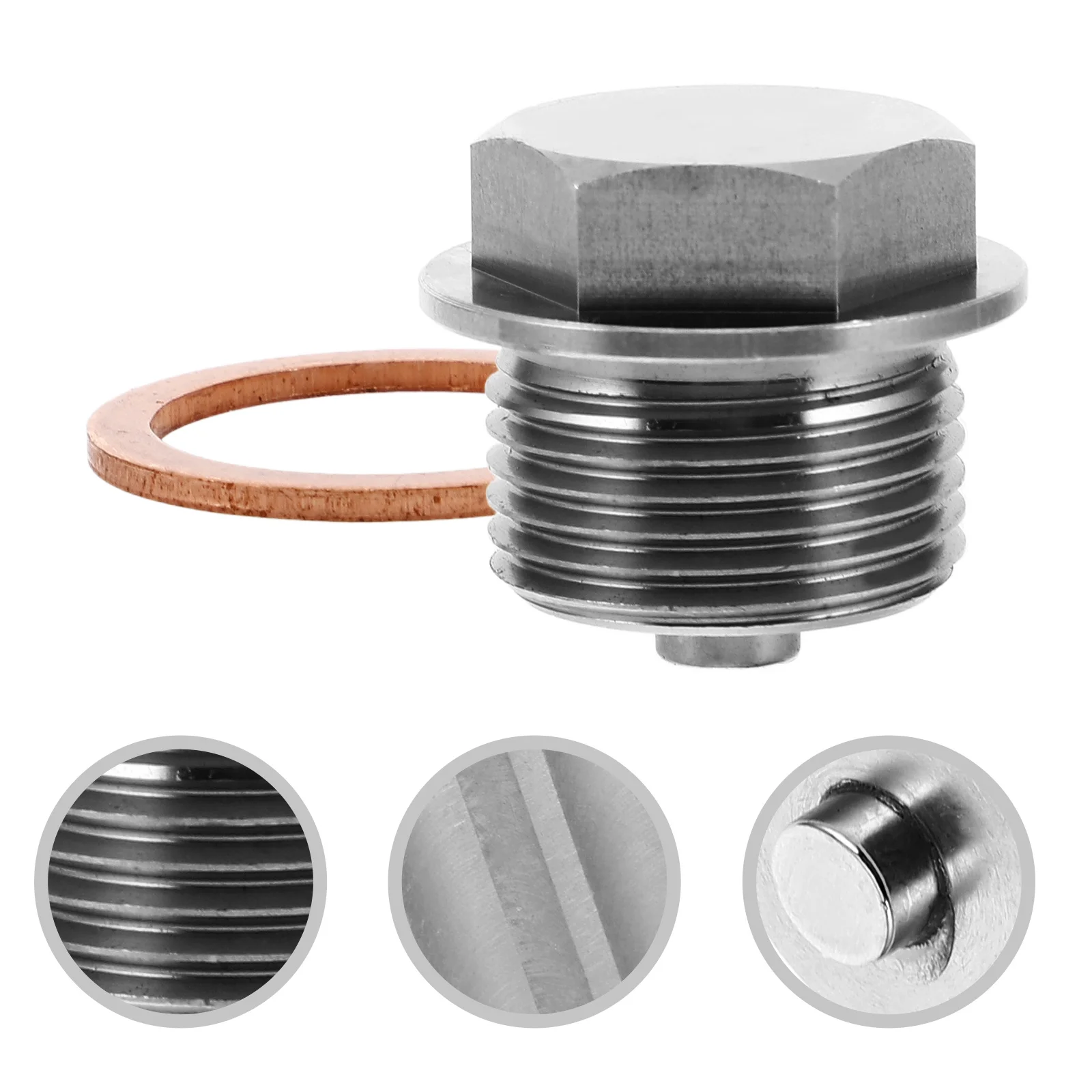 

1Set Magnetic Steel Oil Pan Drain Plug Universal Oil Drain Bolt Kit Engine Transmission Replacement Copper Gasket Reliable Seal