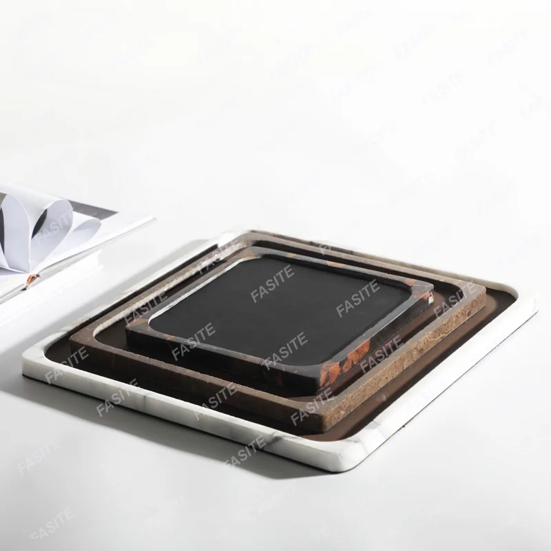 

Modern and minimalist home decor, marble, natural cave stone, leather tray, storage tray, sample room, soft decoration