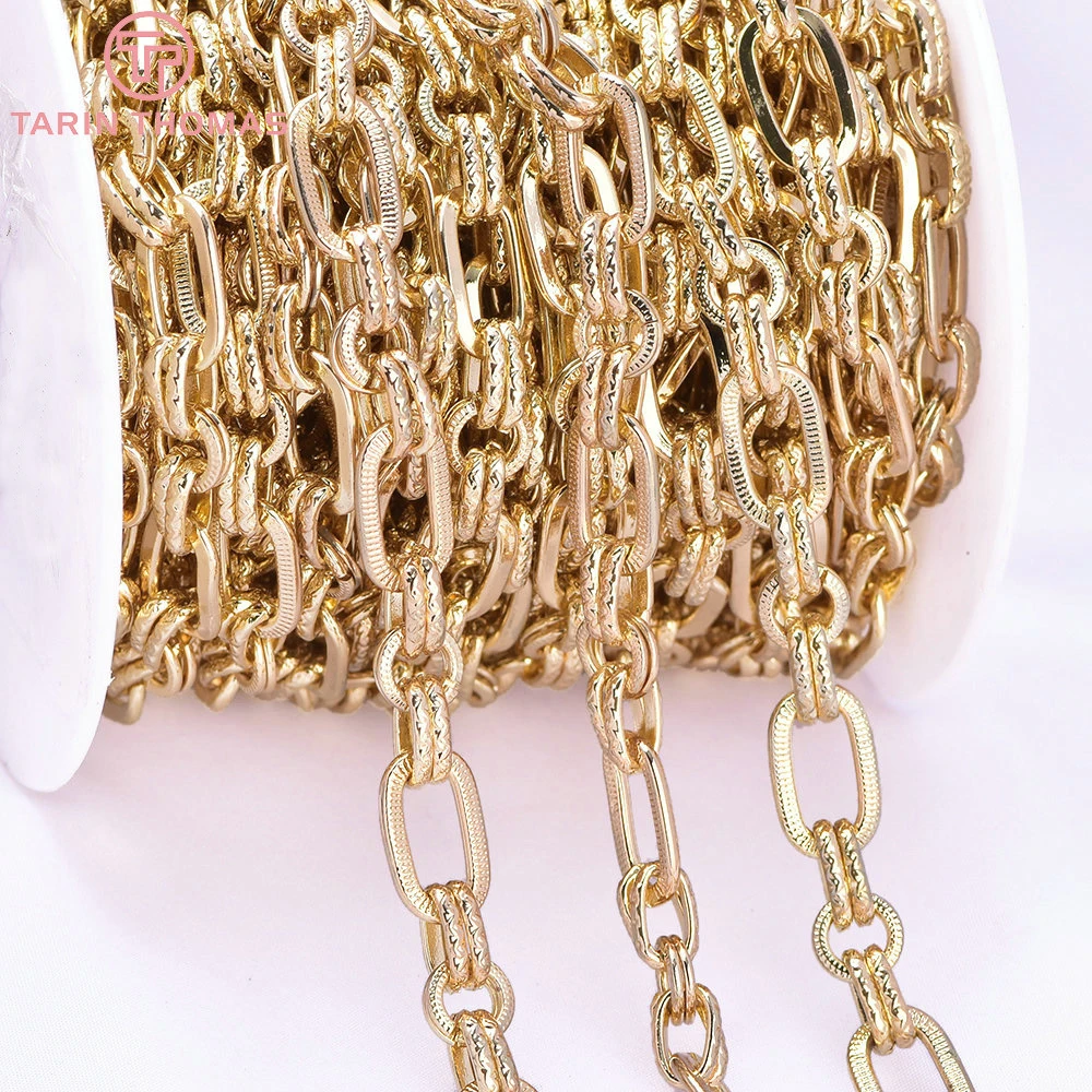 (8434) 50CM 15x8,5MM 5,5x9MM 24K Goldfarben Messing Halsketten Armbandketten Hochwertige DIY Schmuckzubehörteile – Detail 3