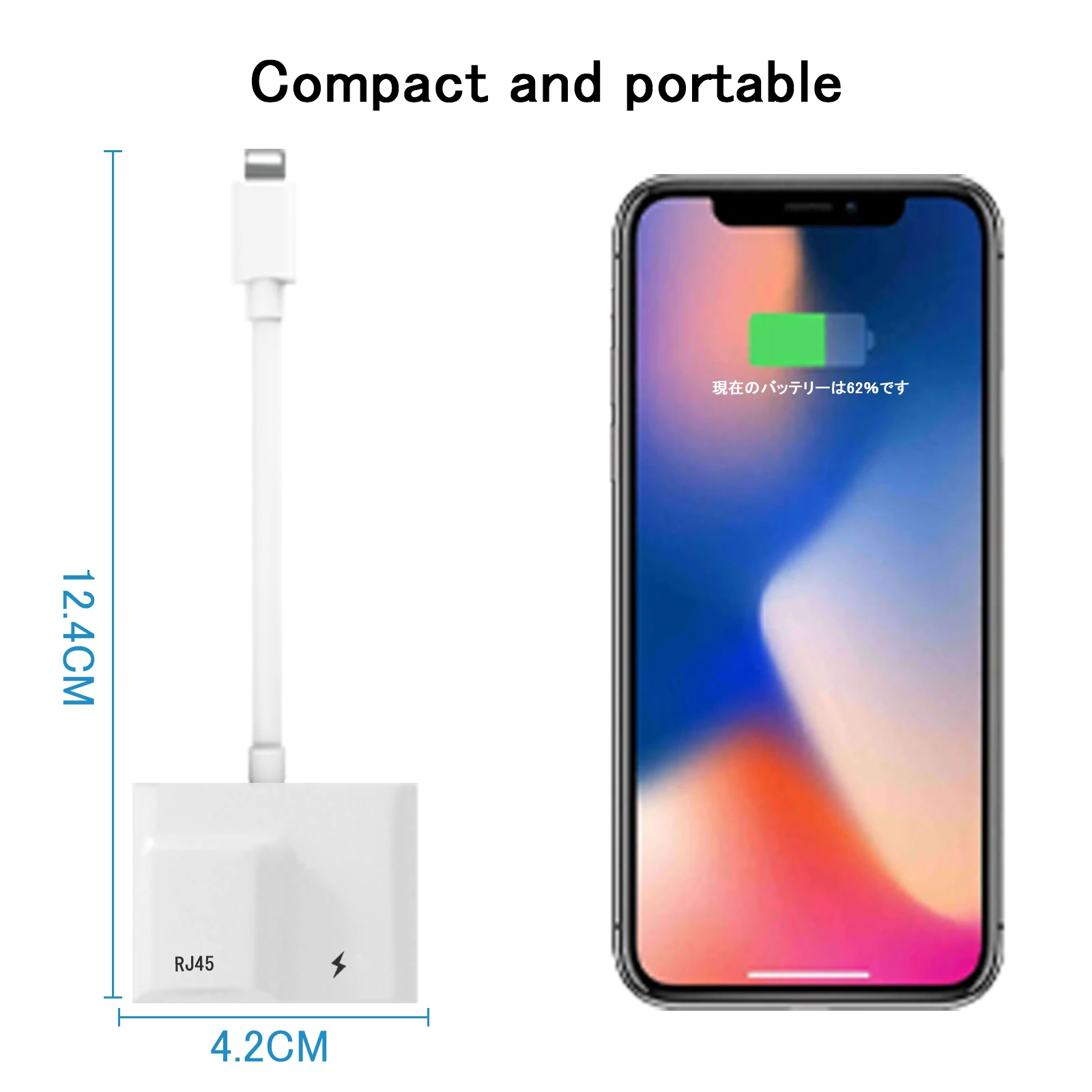 Lightning to RJ45 Ethernet Adapterwith Charging Port Compatible with iPhone/iPad/iPod, Plug and Play, Supports 100Mbps Ethernet